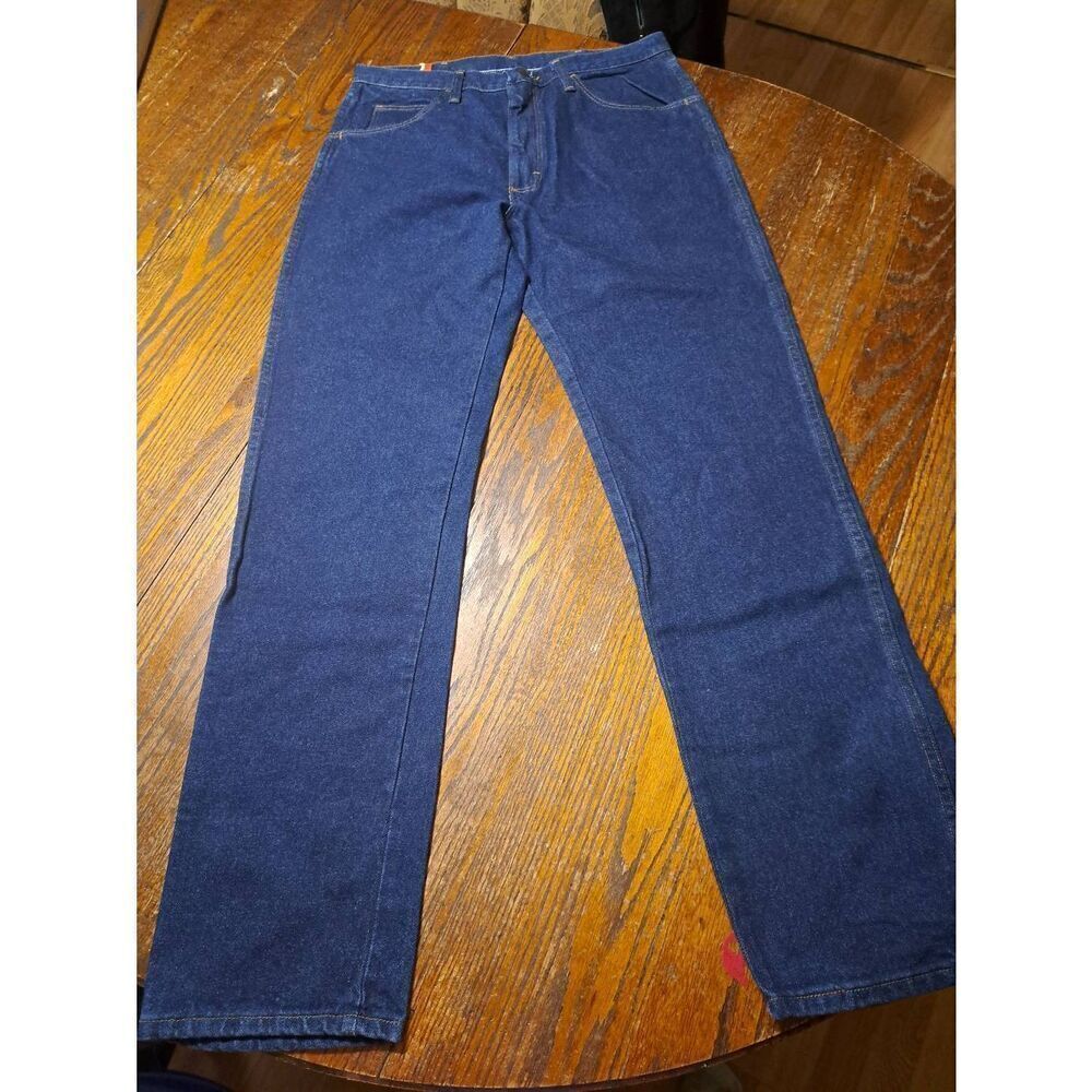 New 34x34 Rustler Regular Fit Older Cotton Dark Wash Denim Blue Jeans